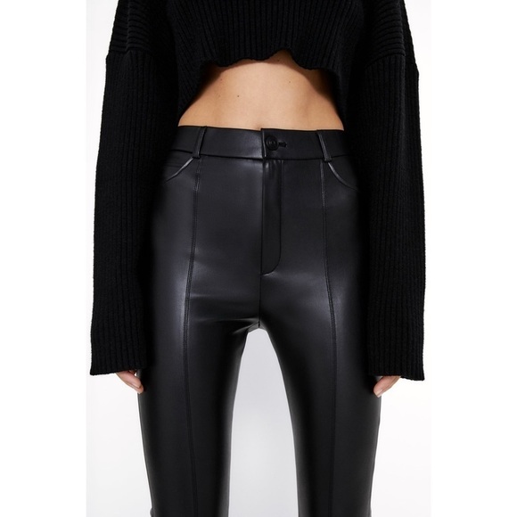 Zara Vegan Faux Leather High Rise Pants Skinny Legging Sz M - Picture 3 of 16